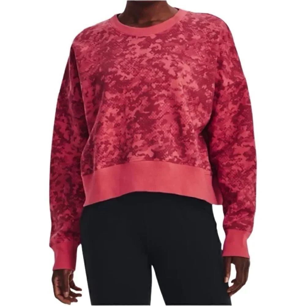Under Armour Rival Fleece Camo pink Crew Sweatshirt size large